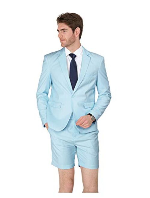 MAGE MALE Mens Summer Suit 2 Piece Suit Cause Blazer and Breathable Shorts