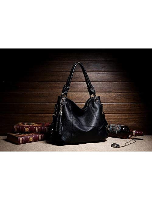 Womens Leather Tote Handbags Shoulder Hobo Purses Top Handle Tassel Cross-body Bag