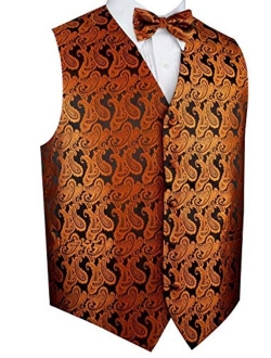 Men's Formal, Prom, Wedding, Tuxedo Vest, Bow-Tie & Hankie Set in Paisley