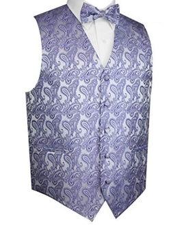 Men's Formal, Prom, Wedding, Tuxedo Vest, Bow-Tie & Hankie Set in Paisley