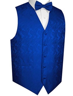 Men's Formal, Prom, Wedding, Tuxedo Vest, Bow-Tie & Hankie Set in Paisley