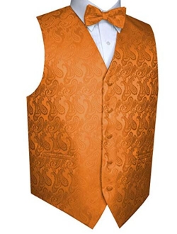 Men's Formal, Prom, Wedding, Tuxedo Vest, Bow-Tie & Hankie Set in Paisley