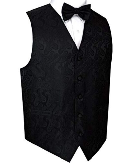 Men's Formal, Prom, Wedding, Tuxedo Vest, Bow-Tie & Hankie Set in Paisley