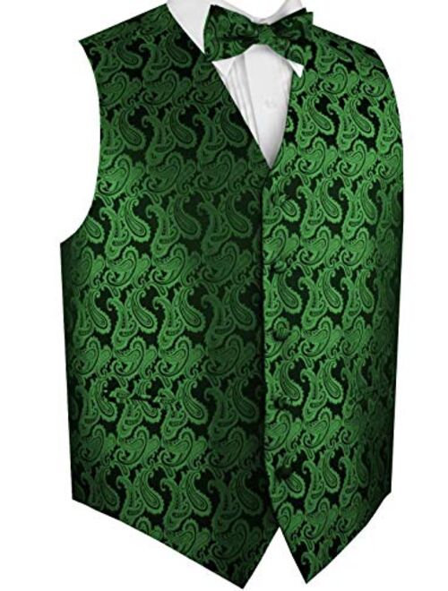 Men's Formal, Prom, Wedding, Tuxedo Vest, Bow-Tie & Hankie Set in Paisley