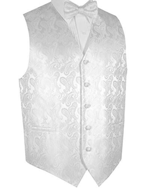 Men's Formal, Prom, Wedding, Tuxedo Vest, Bow-Tie & Hankie Set in Paisley