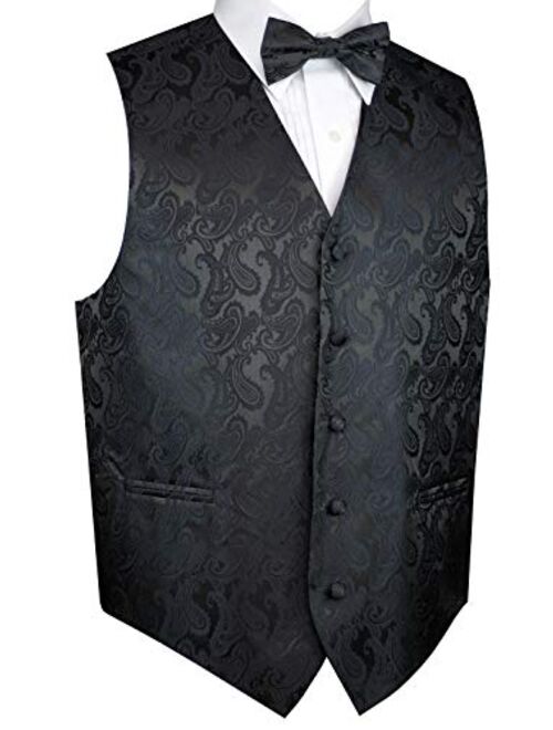 Men's Formal, Prom, Wedding, Tuxedo Vest, Bow-Tie & Hankie Set in Paisley