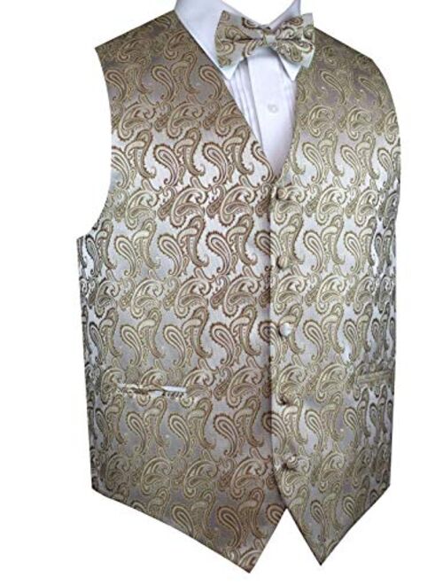 Men's Formal, Prom, Wedding, Tuxedo Vest, Bow-Tie & Hankie Set in Paisley