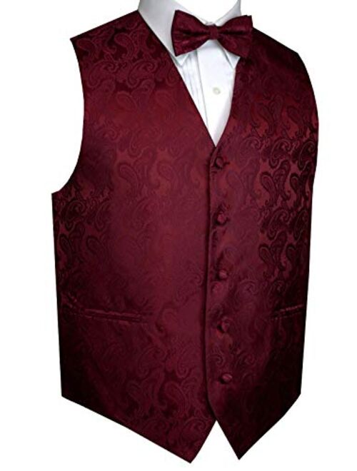 Men's Formal, Prom, Wedding, Tuxedo Vest, Bow-Tie & Hankie Set in Paisley