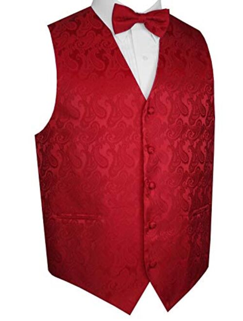 Men's Formal, Prom, Wedding, Tuxedo Vest, Bow-Tie & Hankie Set in Paisley