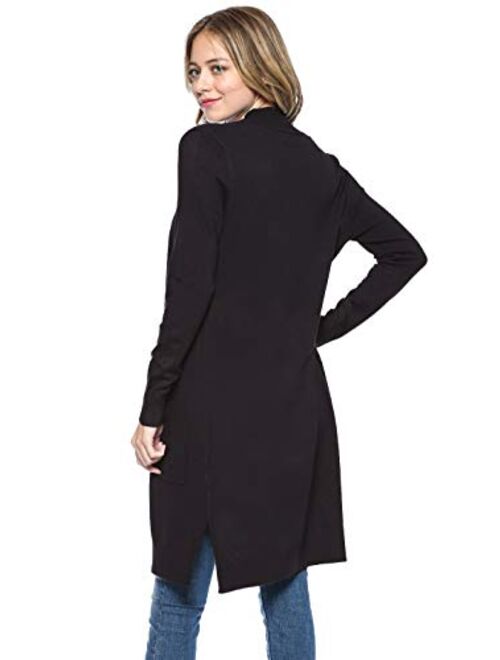 Urban Look Women's Long Sleeve Classic Open Front Knit Long Cardigan