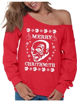 Vizor Merry Chrithmith Christmas Off Shoulder Sweatshirt Xmas Mike Tyson Sweater