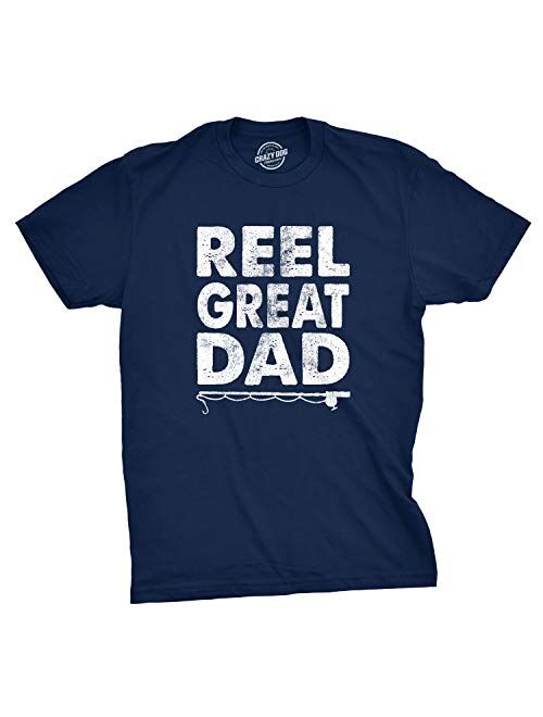 Mens Reel Great Dad T Shirt Funny Fathers Day Fishing Tee Gift for Fisherman