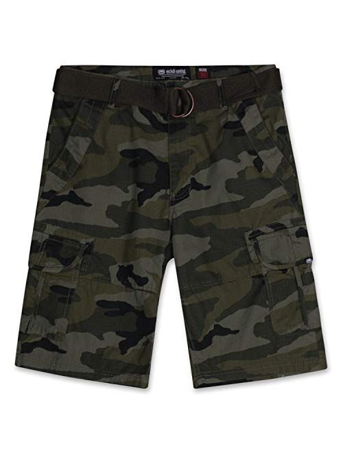 Cargo Shorts for Men - Mens and Big and Tall Twill Cargo Shorts with Belt - ECKO