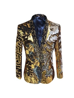 HBDesign Men 1 Piece Without Button Fashion Shiny Sequins Jackets