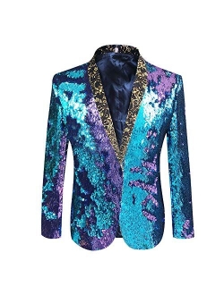 HBDesign Men 1 Piece Without Button Fashion Shiny Sequins Jackets