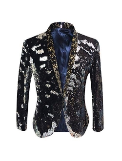 HBDesign Men 1 Piece Without Button Fashion Shiny Sequins Jackets