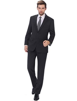 P&L Men's 2-Piece Classic Fit Wool Blend Suit Single Breasted Two Button Jacket & Pants Set