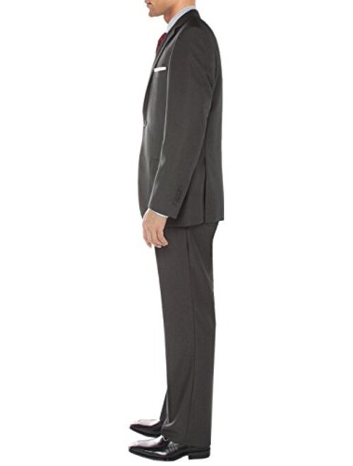 Salvatore Exte Men's Two Button Sharkskin 2 Piece Suit Modern Fit Jacket Pant