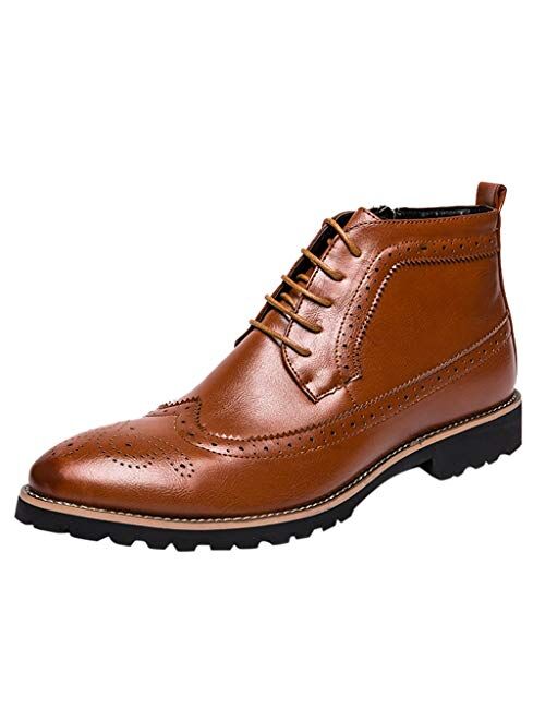 Men's Brogue Boots High-top Leather Oxford Casual British Business Shoes - Limsea