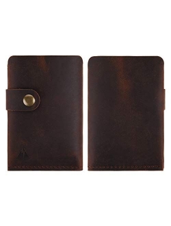 TXEsign Top Grain Genuine Leather Business Name Card Holder Case with Magnetic Closure