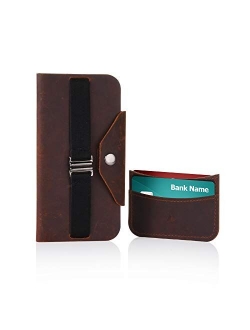 TXEsign Top Grain Genuine Leather Business Name Card Holder Case with Magnetic Closure