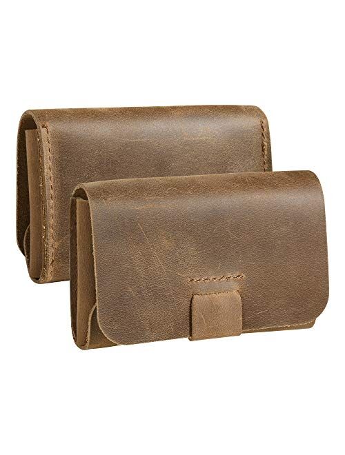 TXEsign Top Grain Genuine Leather Business Name Card Holder Case with Magnetic Closure