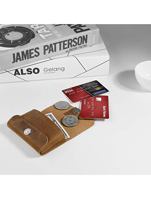 TXEsign Top Grain Genuine Leather Business Name Card Holder Case with Magnetic Closure