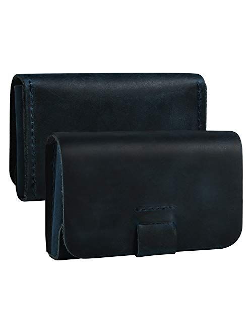 TXEsign Top Grain Genuine Leather Business Name Card Holder Case with Magnetic Closure