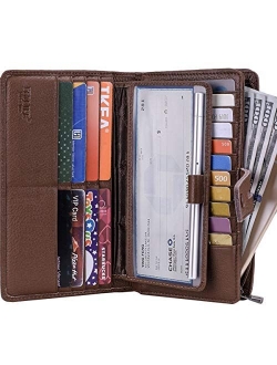 Itslife Womens Wallet,Large Capacity RFID Blocking Leather Wallets Credit Cards Organizer Ladies Wallet with Checkbook Holder