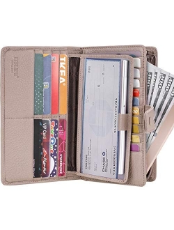 Itslife Womens Wallet,Large Capacity RFID Blocking Leather Wallets Credit Cards Organizer Ladies Wallet with Checkbook Holder