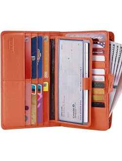 Itslife Womens Wallet,Large Capacity RFID Blocking Leather Wallets Credit Cards Organizer Ladies Wallet with Checkbook Holder