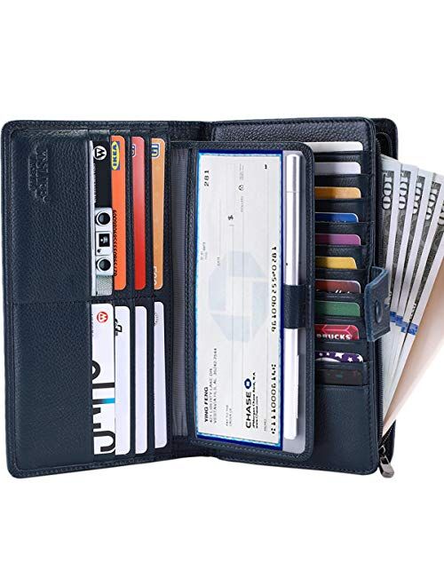 Itslife Womens Wallet,Large Capacity RFID Blocking Leather Wallets Credit Cards Organizer Ladies Wallet with Checkbook Holder