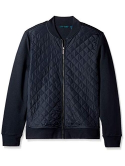 Men's Quilted Mix Media Knit Jacket