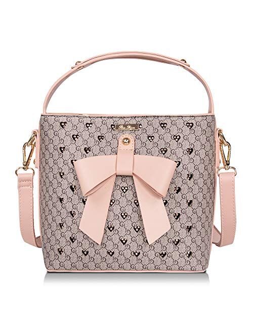 Pink Purses and Handbags for Women Fashion Ladies PU Leather Top Handle Satchel Shoulder Tote Bags