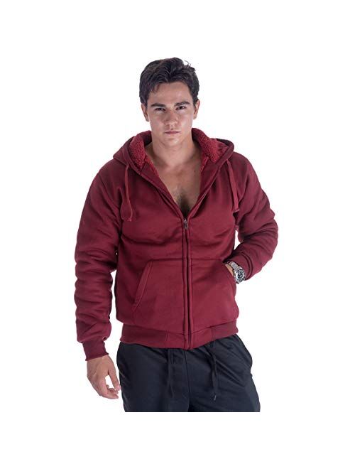 LeeHanTon Zipper Sherpa Jacket Mens Sports Winter Fleece Relaxed Fit Heavyweight Warm Fuzzy Plain Hoodie