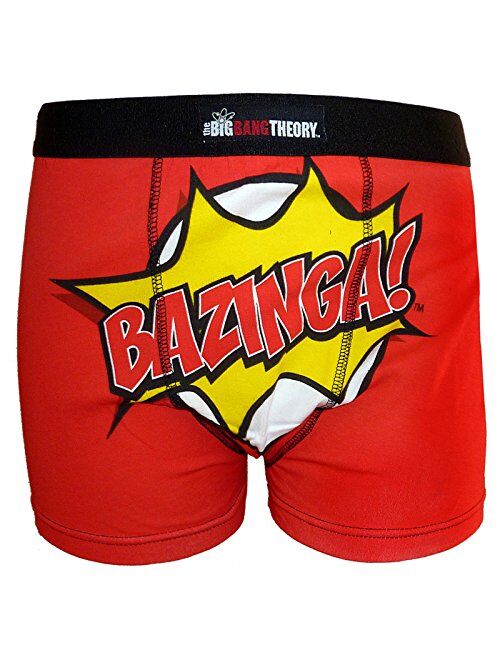 The Big Bang Theory Official Gift Mens Boxer Shorts Red BAZINGA!