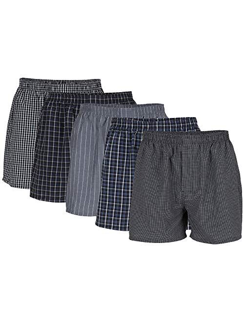 Gildan Men's Solid Relaxed Fit Woven Boxer Underwear Multipack