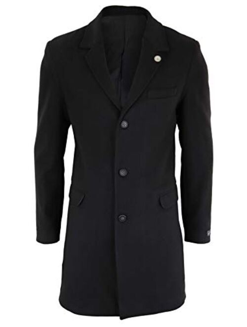 Buy TruClothing.com Mens 3/4 Long Crombie Overcoat Jacket Wool Feel ...