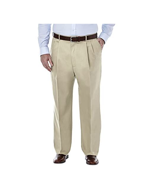 Haggar Men's Premium No Iron Khaki Classic Fit Expandable Waist Flat Front Pant Reg. and Big & Tall Sizes