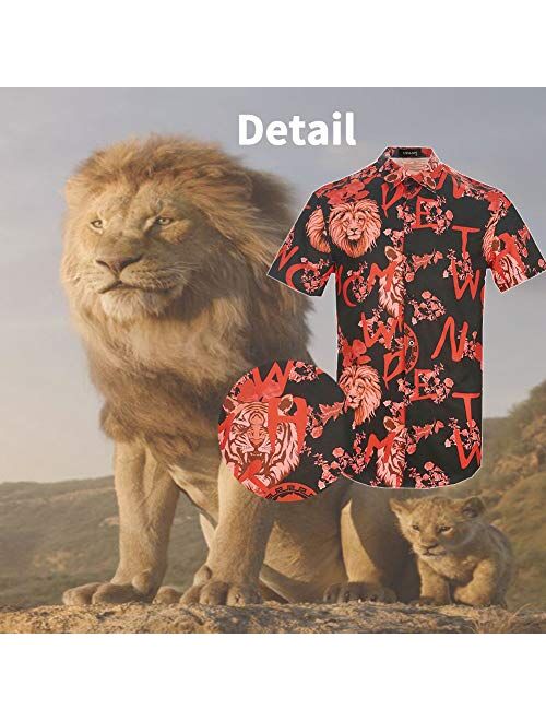 Men Dragon Animal 3D Printing Casual Button Down Shirt Funny Graphic Short Sleeve Hawaiian Shirts