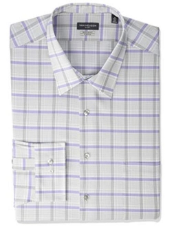 Men's Dress Shirt Regular Fit Flex Collar Stretch Check