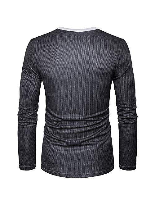 GRATJCIN Men's 3D-Print Realistic Suit Tuxedo Long Sleeve T-Shirt