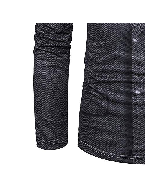 GRATJCIN Men's 3D-Print Realistic Suit Tuxedo Long Sleeve T-Shirt