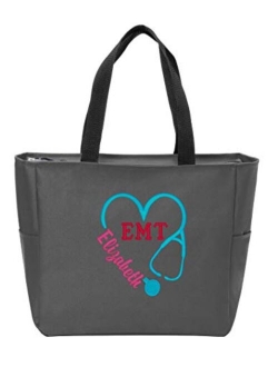 Personalized Monogram Tote Bag Nurse Doctor Appreciation Heart Stethoscope Initials Gift RN LPN CAN