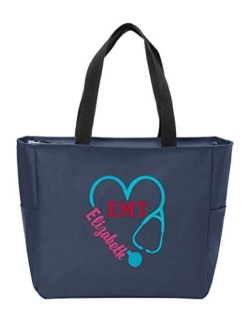 Personalized Monogram Tote Bag Nurse Doctor Appreciation Heart Stethoscope Initials Gift RN LPN CAN