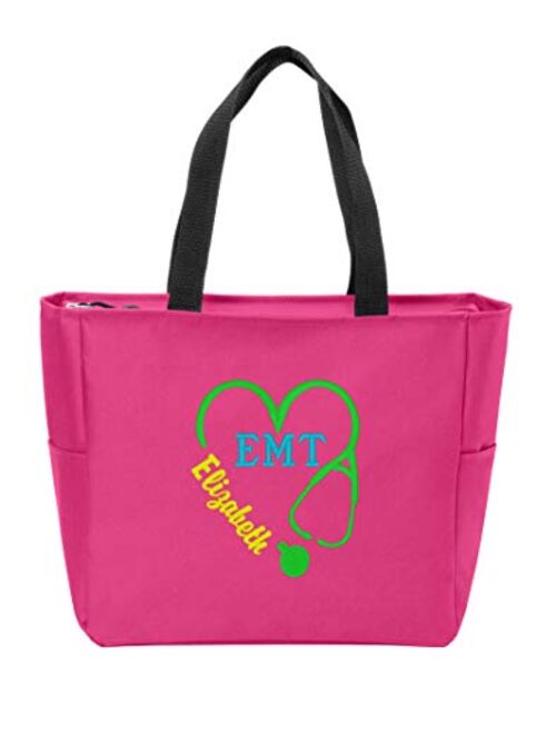 Personalized Monogram Tote Bag Nurse Doctor Appreciation Heart Stethoscope Initials Gift RN LPN CAN