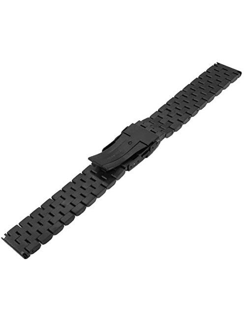 High Grade 5 Rows Engineer Metal Watch Band Solid Brushed Stainless Steel Watch Bracelet Straps Black&Silver Replacement Watch Band with Screws 20mm/22mm/24mm Double Lock