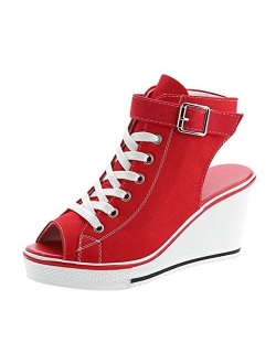 ACE SHOCK Women Summer Wedge Sandals Lightweight Peep Toe Sneakers Slingback High Heels Platform Sandals 8 Colors