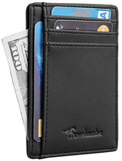 Front Pocket Minimalist Leather Slim Wallet RFID Blocking Medium Size