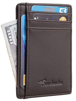 Front Pocket Minimalist Leather Slim Wallet RFID Blocking Medium Size